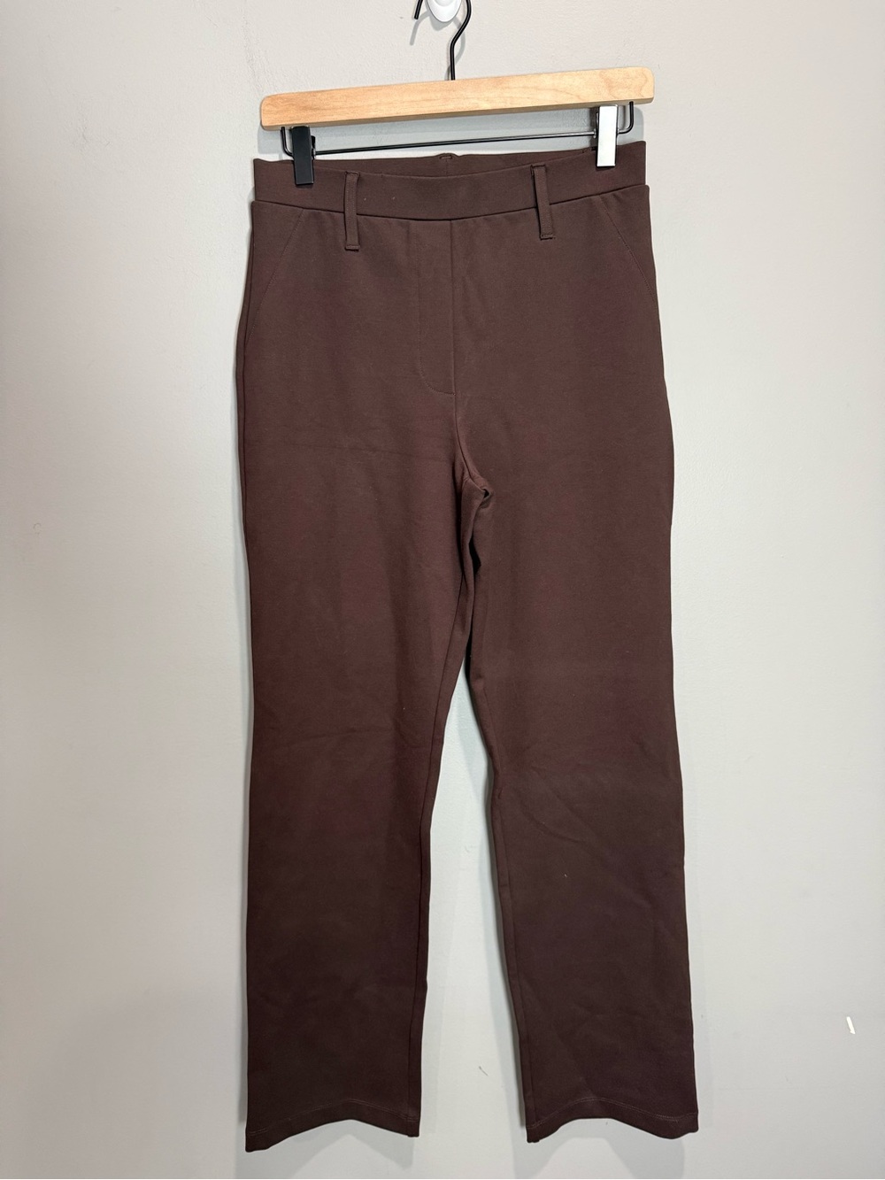 Quince Ultra-Stretch Ponte Straight Leg Pants Espresso Brown S